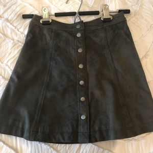 Suede button down green skirt